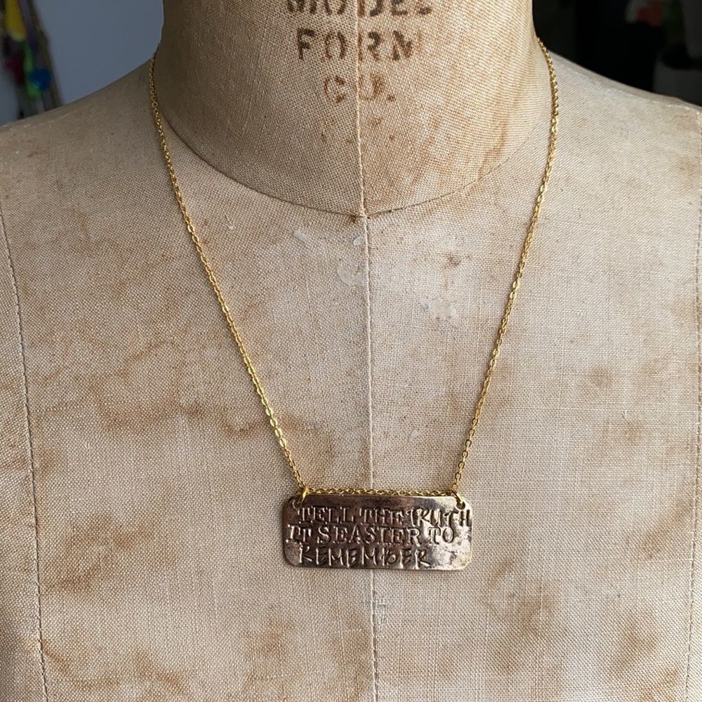 Alisa Michelle hand stamped necklace, gold